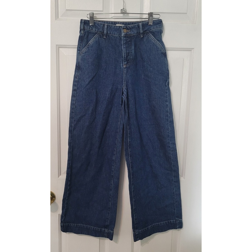 The Simple Folk Jeans US 2 Blue Organic Cotton High Rise Wide Leg Button Fly